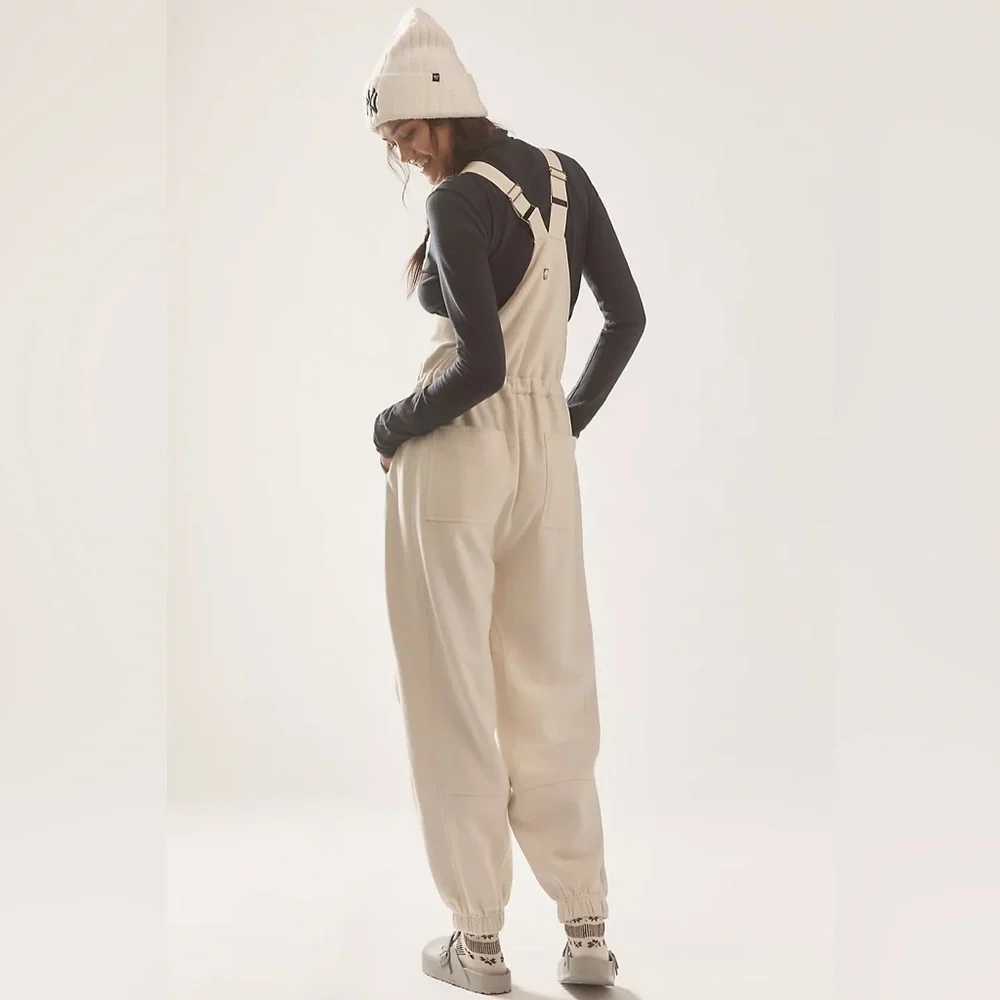 Daily Practice by Anthropologie Drawstring Overalls in Ivory NWT